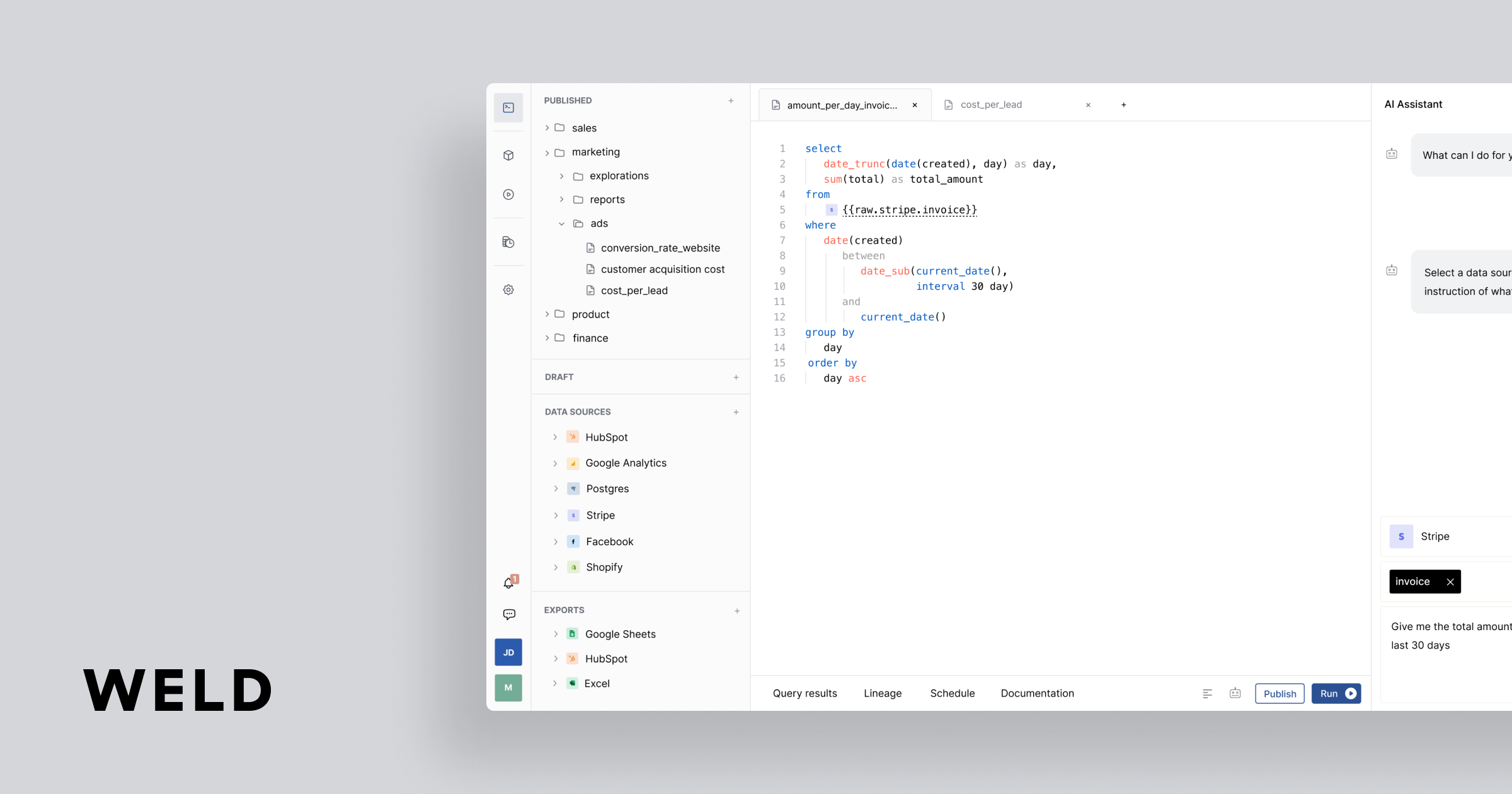 Weld | ETL platform built for data analysts